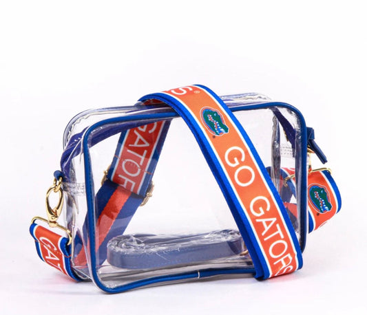 Florida GO GATORS Clear Purse with Strap - Licensed, Canvas, Tailgating, Game Day, Stadium Approved, Crossbody, Back to School, Graduation