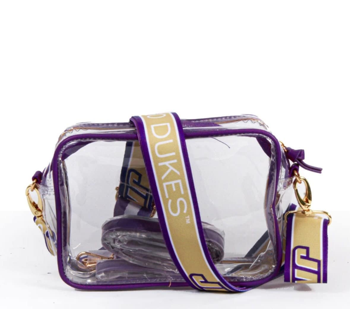 JMU GO DUKES Clear Purse with Strap, Licensed, Canvas, Game Day, Stadium Approved, Crossbody, Back to School, Graduation Gift