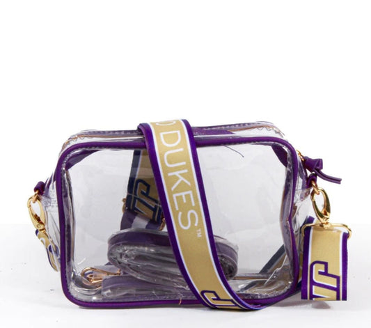 JMU GO DUKES Clear Purse with Strap, Licensed, Canvas, Game Day, Stadium Approved, Crossbody, Back to School, Graduation Gift