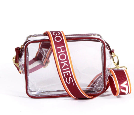 Virginia Tech Clear Purse with Strap / GO HOKIES - Licensed, Canvas, Game Day, Stadium Approved, Crossbody, Graduation Gift, Back to School