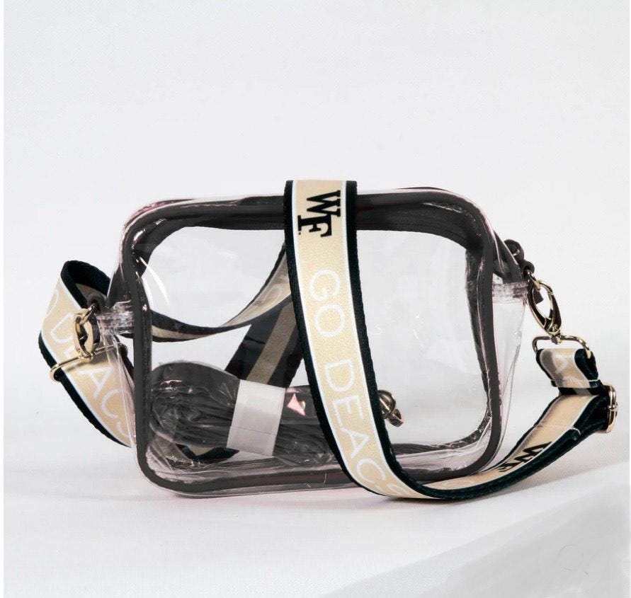 Wake Forest GO DEACS! - Clear Purse with Strap, Licensed, Adjustable, Game Day, Stadium Approved, Crossbody, Back to School, Graduation Gift