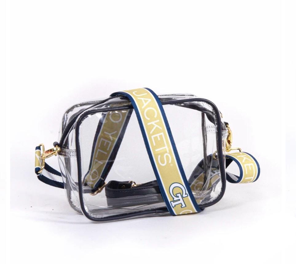 Georgia Tech Clear Purse with Strap - Licensed, Canvas, Game Day, Stadium Approved, University, Crossbody, Graduation, Gift, Back to School