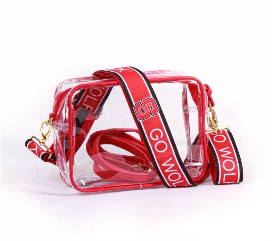 North Carolina State Clear Purse with Strap - Licensed, Canvas, Game Day, Stadium Approved, Crossbody, Graduation, Gift, Back to School