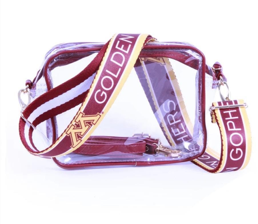 Minnesota Clear Purse with Strap - Licensed, Canvas, Game Day, Stadium Approved, University, Crossbody, Graduation, Gift, Back to School
