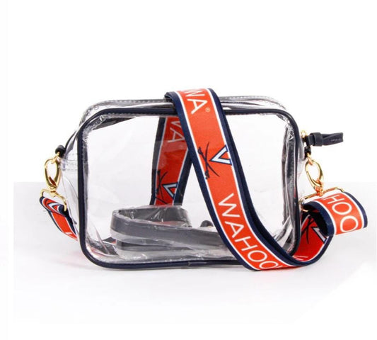 Virginia Cavaliers Clear Purse with Strap WAHOOWA - Licensed, Canvas, Tailgating, Game Day, Stadium Approved, Crossbody, Graduation