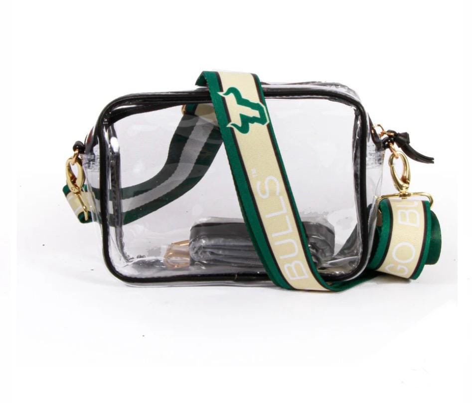 South Florida Clear Purse with Strap - Licensed, Canvas, Game Day, Stadium Approved, University, Crossbody, Graduation, Gift, Back to School