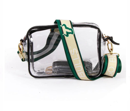 South Florida Clear Purse with Strap - Licensed, Canvas, Game Day, Stadium Approved, University, Crossbody, Graduation, Gift, Back to School
