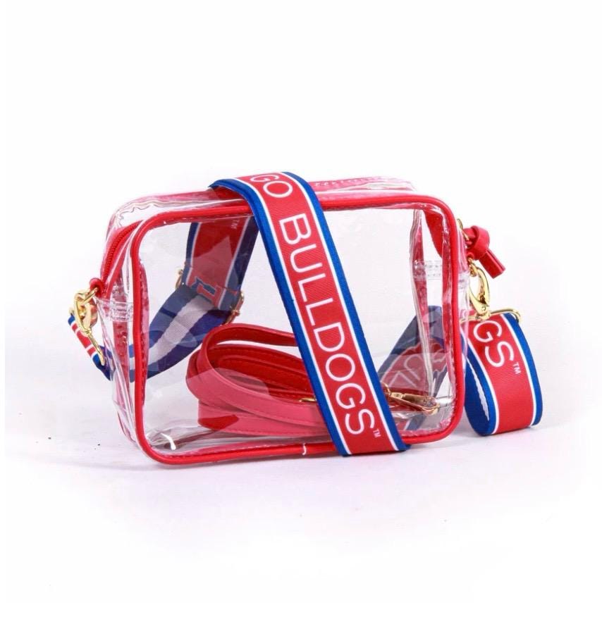 Louisiana Tech Clear Purse with Strap - Licensed, Canvas, Game Day, Stadium Approved, University, Crossbody, Graduation, Gift, Tailgate