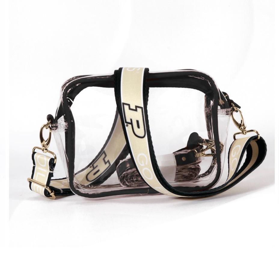 Purdue GO BOILERS / Clear Purse with Strap, Licensed, Canvas, Game Day, Stadium Approved, Crossbody, Back to School, Graduation Gift
