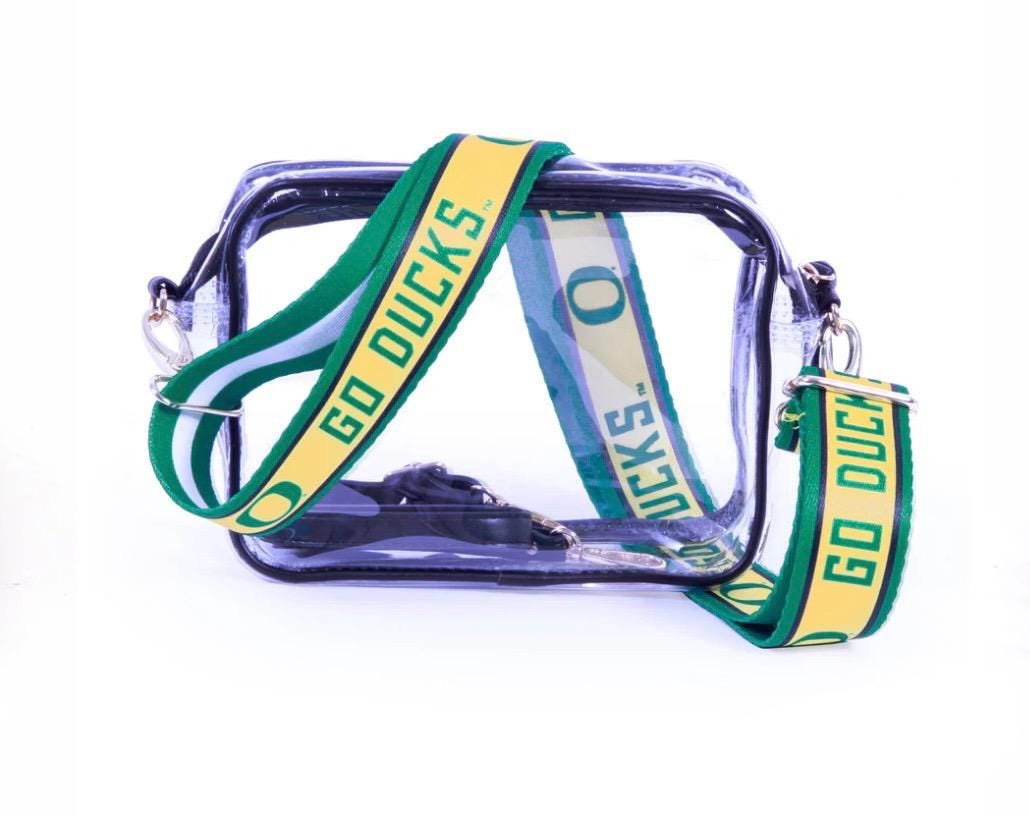 Oregon Ducks Clear Purse with Strap / GO DUCKS -Licensed, Purse, Game Day, Stadium, University, Crossbody, Graduation Gift, Back to School