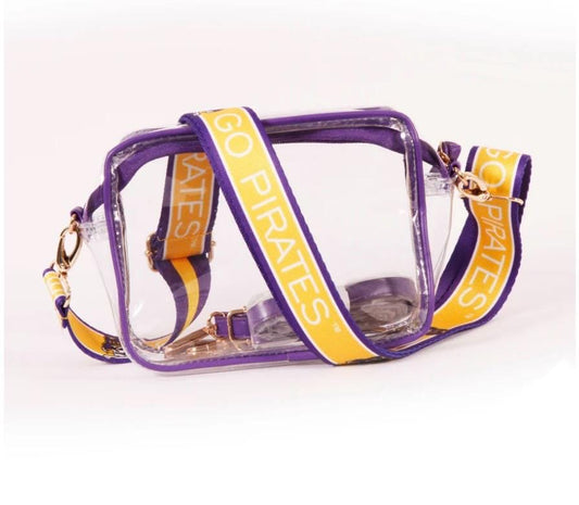 East Carolina Clear Purse with Strap - Licensed, Canvas, Game Day, Stadium Approved, University, Crossbody, Graduation, ECU, Back to School