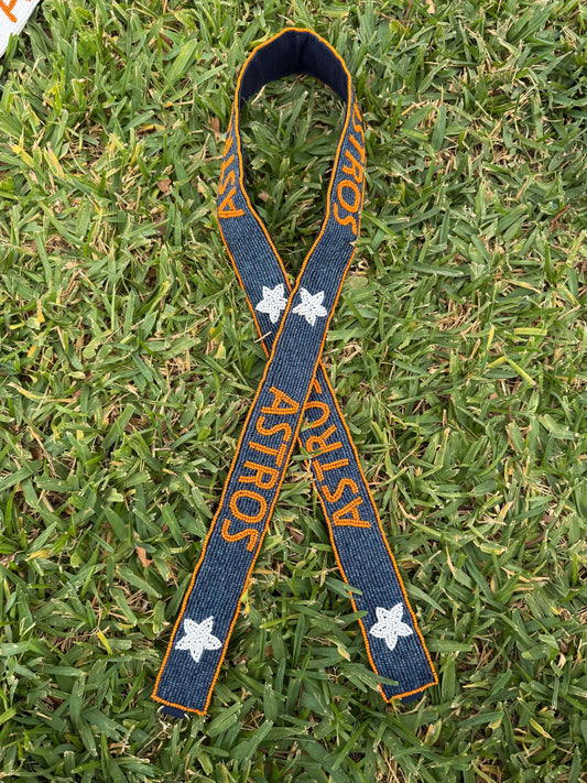 Handmade Astros beaded purse strap game day accessory