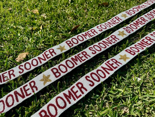 Boomer Sooner Beaded Purse Strap | Handcrafted | Graduation Gift | Game Day Accessory | Gifts | Tailgating | Stadium Approved | Adjustable