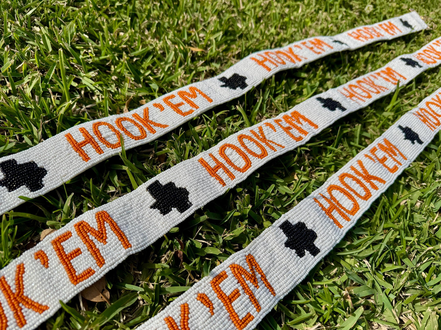 Texas Longhorn Hook'EM Beaded Purse Strap, Handcrafted, Graduation, Game Day Accessory, Back to School, Tailgating, Stadium Approved, Gift