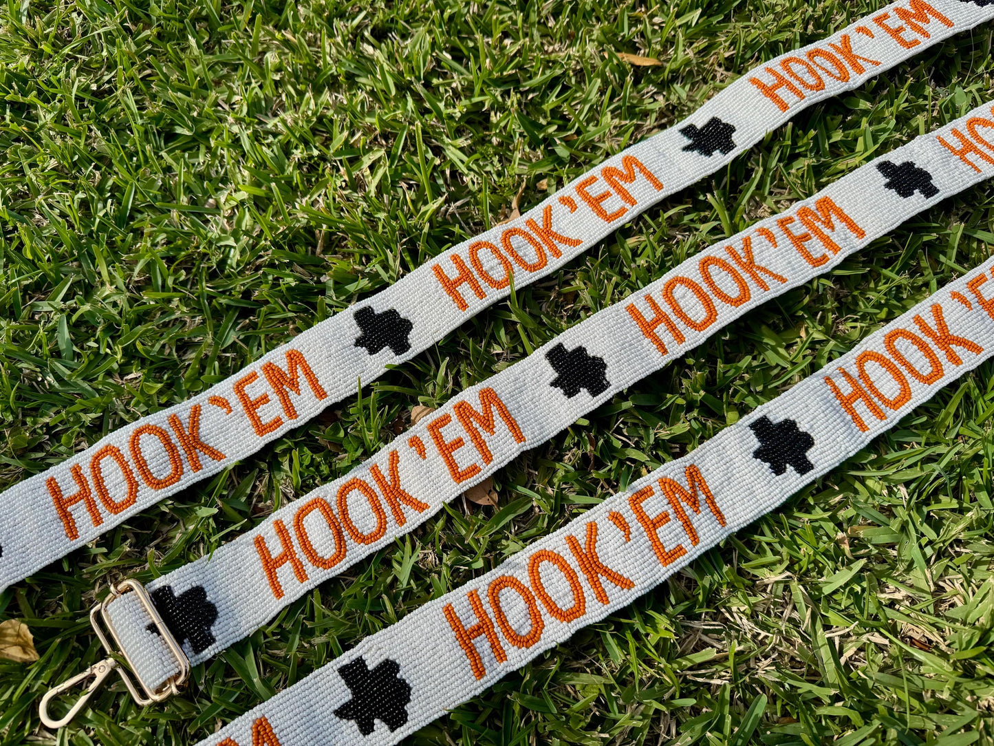 Texas Longhorn Hook'EM Beaded Purse Strap, Handcrafted, Graduation, Game Day Accessory, Back to School, Tailgating, Stadium Approved, Gift