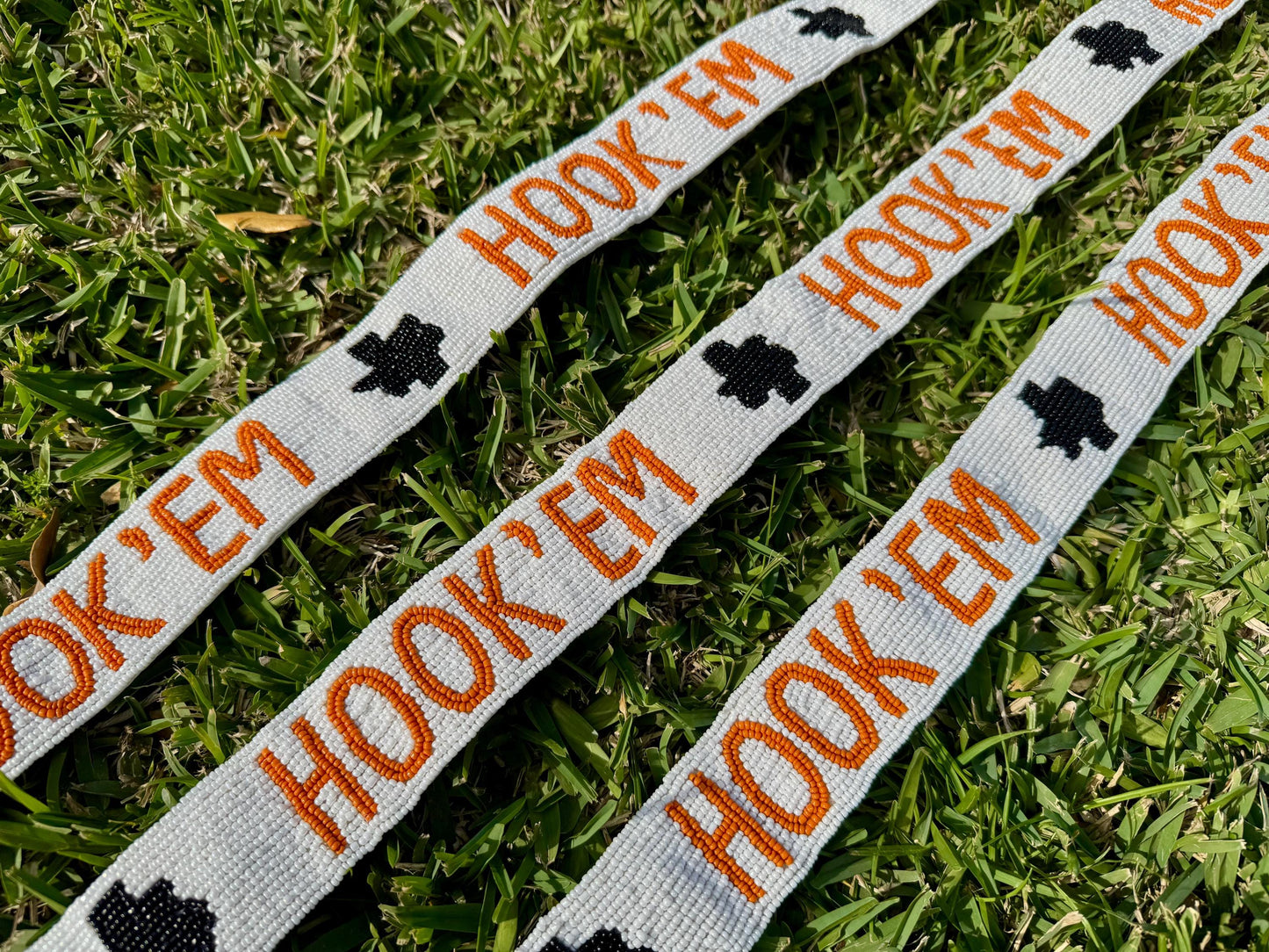 Texas Longhorn Hook'EM Beaded Purse Strap, Handcrafted, Graduation, Game Day Accessory, Back to School, Tailgating, Stadium Approved, Gift