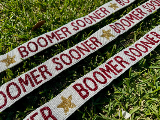 Boomer Sooner Beaded Purse Strap | Handcrafted | Graduation Gift | Game Day Accessory | Gifts | Tailgating | Stadium Approved | Adjustable