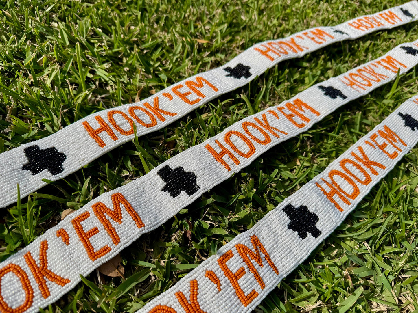 Texas Longhorn Hook'EM Beaded Purse Strap, Handcrafted, Graduation, Game Day Accessory, Back to School, Tailgating, Stadium Approved, Gift