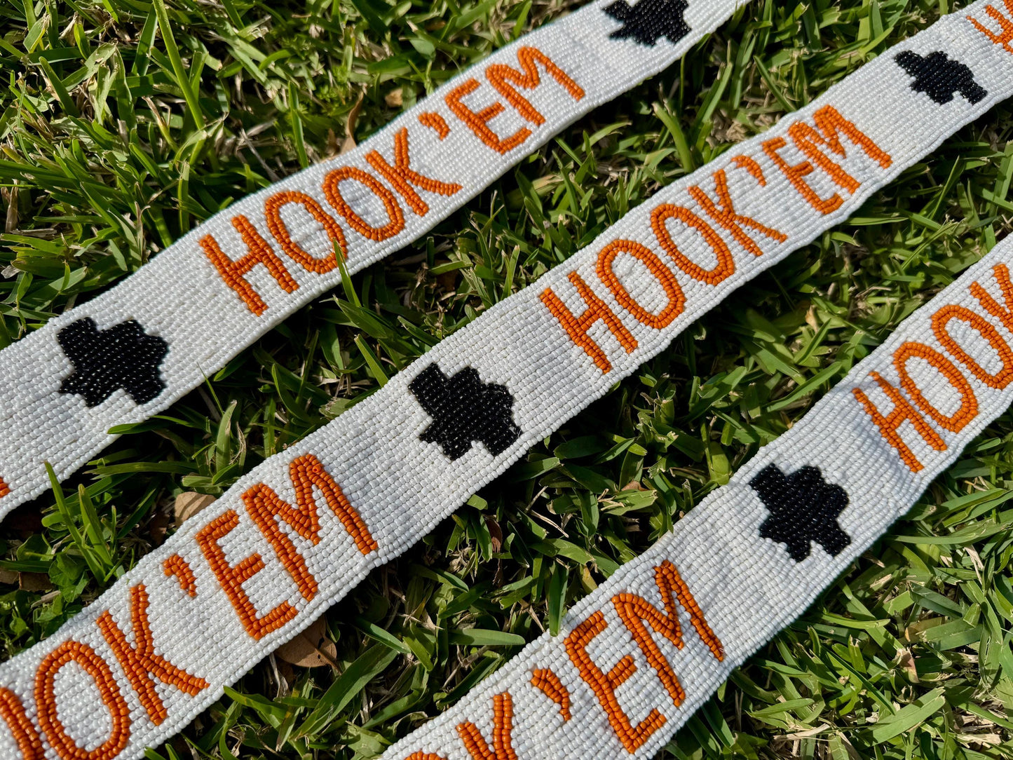Texas Longhorn Hook'EM Beaded Purse Strap, Handcrafted, Graduation, Game Day Accessory, Back to School, Tailgating, Stadium Approved, Gift