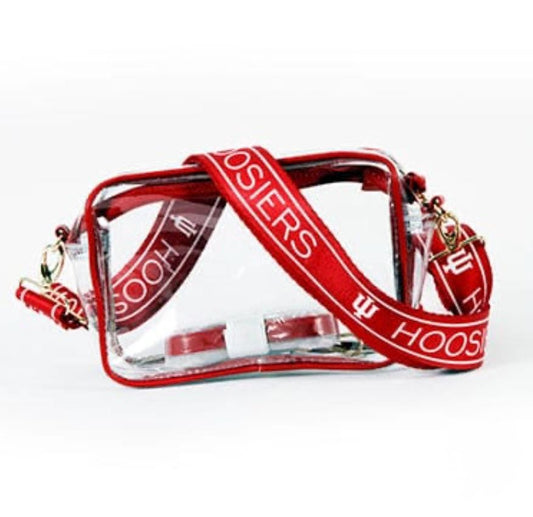 Indiana Hoosiers Clear Purse with Strap HOOSIERS - Licensed, Canvas, Tailgate, Game Day, Stadium Approved, Back to School, Graduation, Gift