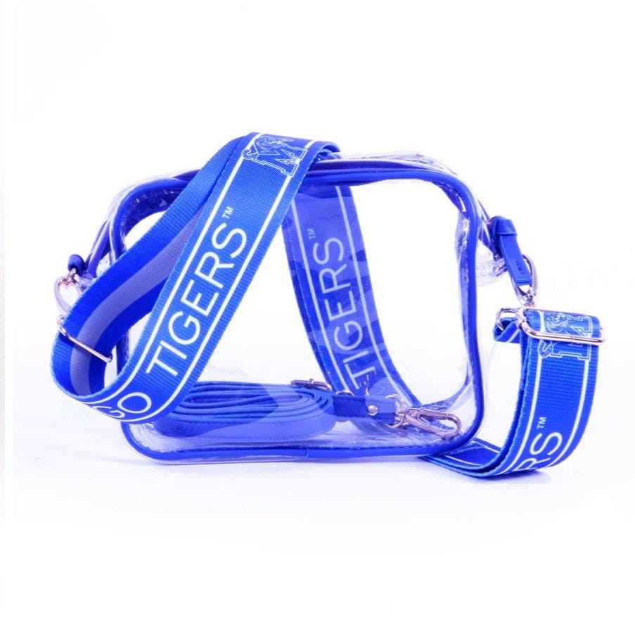 Memphis GO Tigers Clear Purse with Strap - Licensed, Canvas, Tailgate, Game Day, Stadium Approved, Back to School, Graduation, Gift