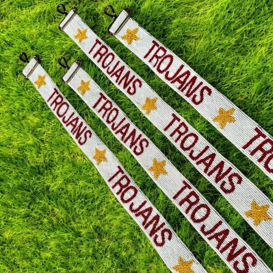 USC Trojans Beaded Purse Strap, Handmade, Clear Purse, Crossbody, Shoulder, Stadium Approved, Game Day, Graduation, Back to School, Gift