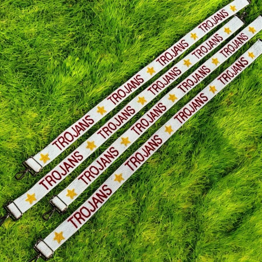 USC Trojans Beaded Purse Strap, Handmade, Clear Purse, Crossbody, Shoulder, Stadium Approved, Game Day, Graduation, Back to School, Gift