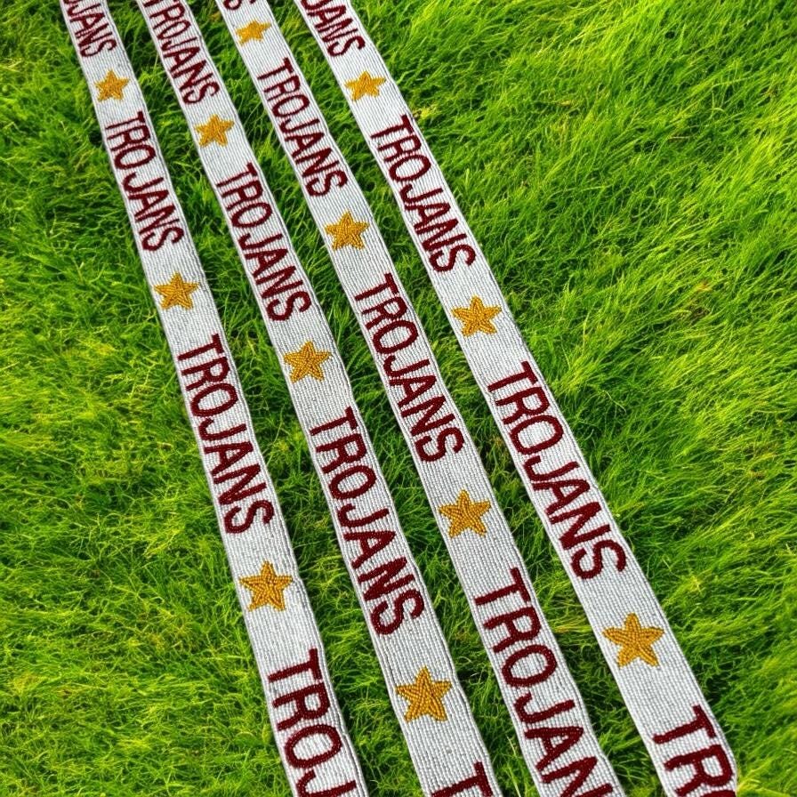 USC Trojans Beaded Purse Strap, Handmade, Clear Purse, Crossbody, Shoulder, Stadium Approved, Game Day, Graduation, Back to School, Gift