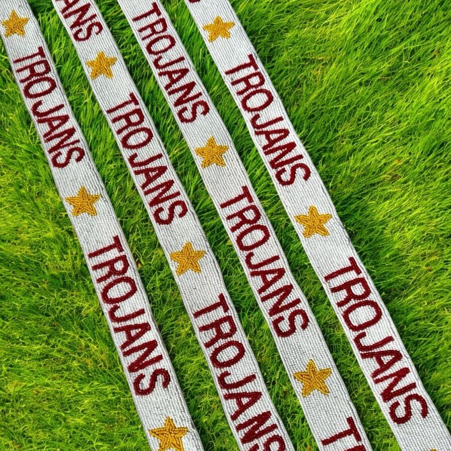 USC Trojans Beaded Purse Strap, Handmade, Clear Purse, Crossbody, Shoulder, Stadium Approved, Game Day, Graduation, Back to School, Gift