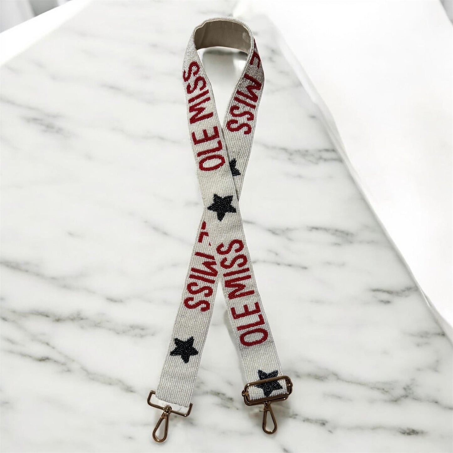 Ole Miss Rebels Gift Set | Licensed Canvas Strap, Beaded Purse Strap and Stadium-Approved Bag | Perfect for Rebels Fans, Students & Alumni
