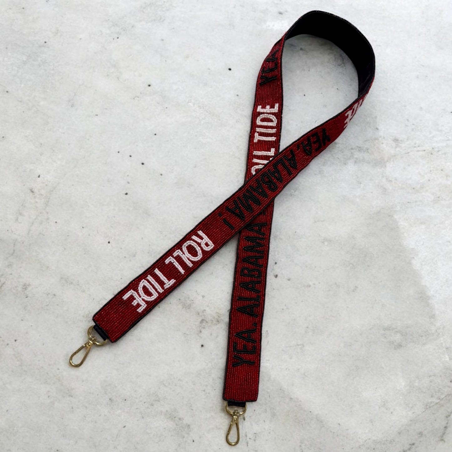 Alabama Roll Tide Gift Set | Licensed Canvas Strap, Beaded Purse Strap and Crimson Stadium-Approved Bag | Perfect for Bama Students & Alumni